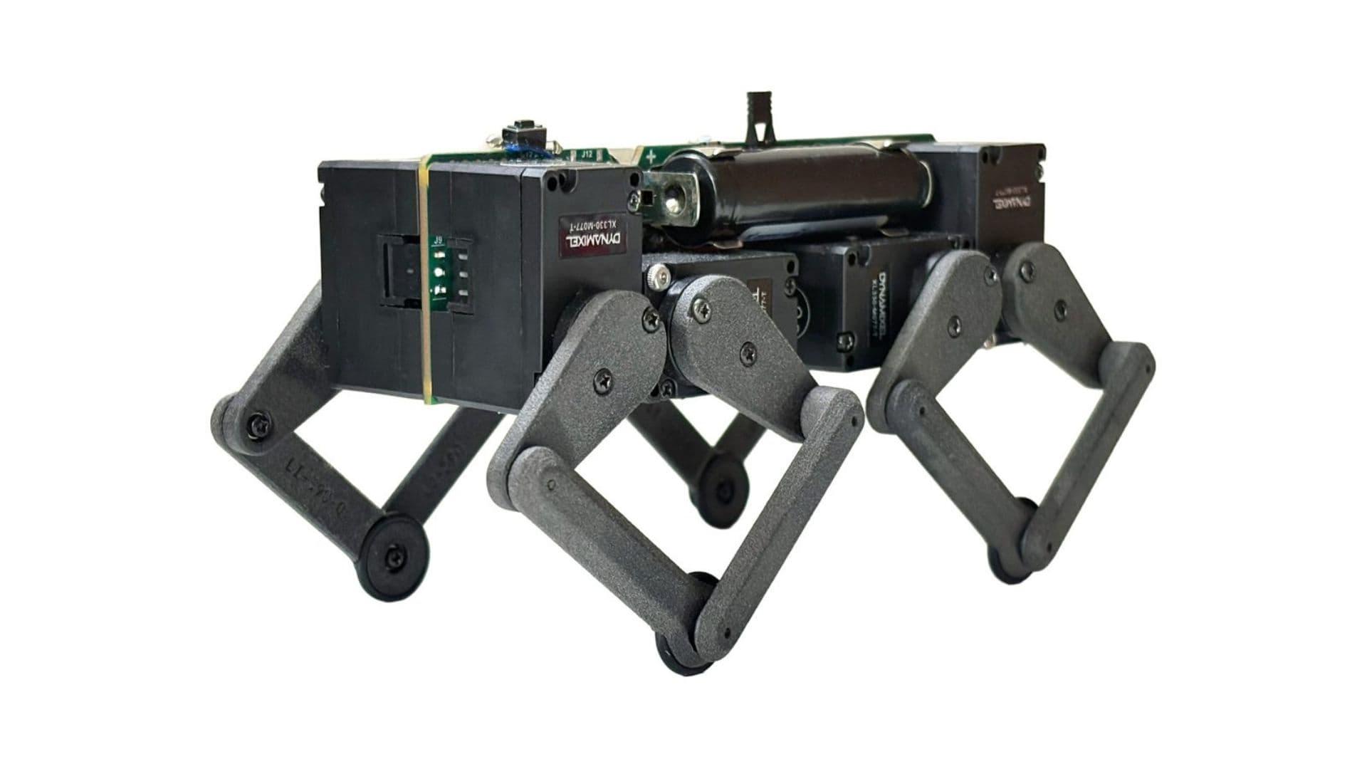New palm-sized robot with 8 smart actuators can walk, trot, and jump